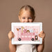 Whimsical bus wall mural in a child's playroom with colorful wooden toys