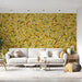 Creative home office wall with colorful confetti pattern and contemporary desk setup