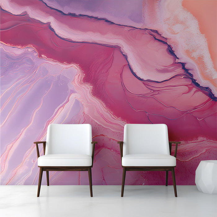 A creative entryway space featuring the artistic marble wall mural on a large accent wall.