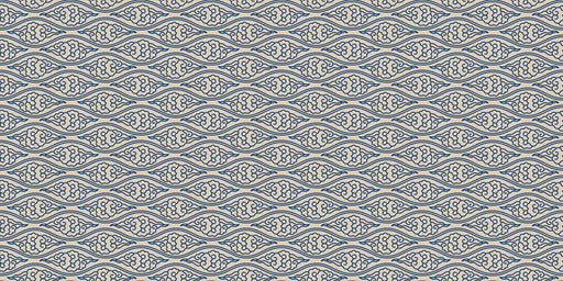 Traditional Japanese cloud motif in indigo blue on an oatmeal background