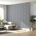 Japanese style cloud wallpaper in a bright, modern living room