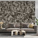 Traditional patterned wall mural used as an accent in a spacious commercial space