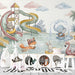 Whimsical nursery mural showcasing cute animals swimming on a sunny day