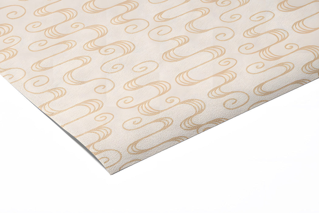 Delicate wave pattern mural in a bright home office space