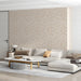 Minimalist beige wavy mural installed in a serene modern living room