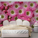 Sun-drenched girl's room wall decor with a delicate macro pink blossom design.