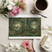 A home library space featuring an enchanting forest scene mural wallpaper.
