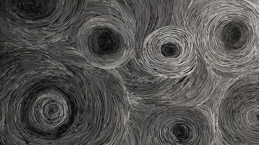 Abstract wallpaper pattern featuring hand-drawn white concentric circles on a black background