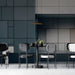 Contemporary cafe decorated with modern stone-look tile grid wallpaper mural