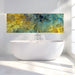 Stylish bathroom interior with a colorful mosaic stone pattern mural