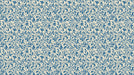 A repeating traditional pattern of sapphire blue acanthus leaves on a warm cream background.