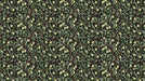 A botanical pattern of olive branches and pale green fruits on a dark charcoal gray background in an Arts and Crafts style.