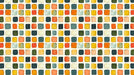 Abstract wallpaper pattern featuring rows of painterly colorful squares in ochre, orange, slate, and green
