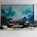 Serene lake mural installed in a professional hotel lobby sitting area