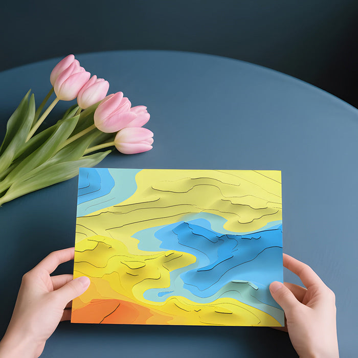 Creative kid's room featuring a bright abstract map wallpaper design