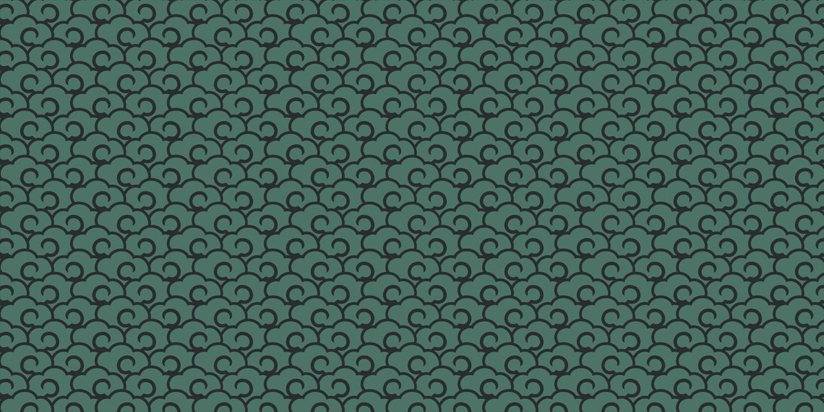 Traditional Japanese cloud pattern wallpaper in dark teal and charcoal