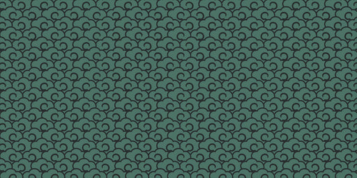 Traditional Japanese cloud pattern wallpaper in dark teal and charcoal