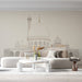 A quiet living room interior featuring the mosque mural design for a calm and intentional atmosphere.