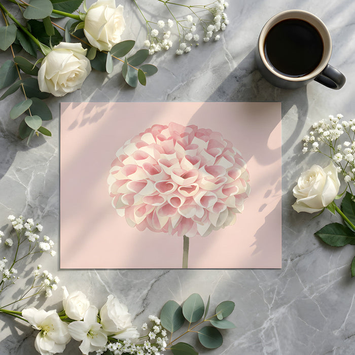 Large scale watercolor flower wallpaper featuring in a serene feminine master bedroom