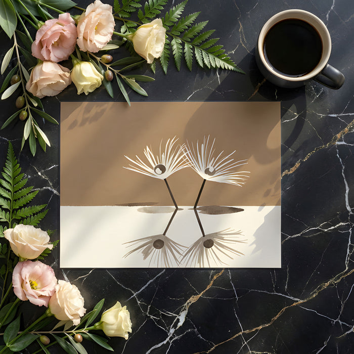 Entryway wall decor displaying the soft dandelion mural in a bright, neutral hallway.