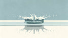 Minimalist water splash illustration in slate blue and off-white with paper texture