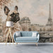 A stylish study with the French bulldog cityscape mural on a feature wall