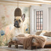 Charming animal-themed wall mural styled in a sunny bedroom space.