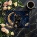 A nursery wall decorated with the night sky dog mural, accented by velvet soft furnishings.