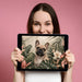 A sunny home office with a tropical bulldog wall mural creating a relaxed and inspiring workspace.