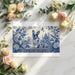 A bright, elegant living room featuring a statement chinoiserie mural wall with a French bulldog motif.