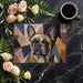 A stylish home office space with the dog art mural on a single accent wall.