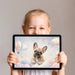 A playful kid’s bedroom with a charming French bulldog mural creating a gentle focal point above a white toy chest
