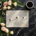 Elegant bedroom wall mural with white cranes flying over a neutral, calming background