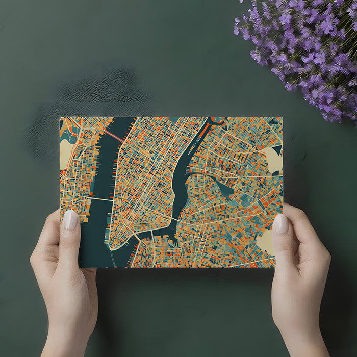 Cozy studio apartment with a vibrant urban map wall mural backdrop
