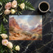 A serene home office with an expansive canyon river mural creating a calm, inspiring backdrop.