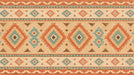 Southwestern geometric mural wallpaper with terracotta, teal, and brown diamonds on a cream background