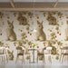 Light-filled reading nook featuring a vintage woodland rabbit mural on the feature wall