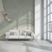 A tranquil hallway design decorated with a soft sage and sand colored coastal boat wallpaper