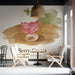 A cozy kitchen breakfast nook featuring the berry dessert mural on a feature wall above a bistro table.