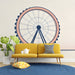 A clean study or home office space decorated with the minimalist Ferris wheel mural.