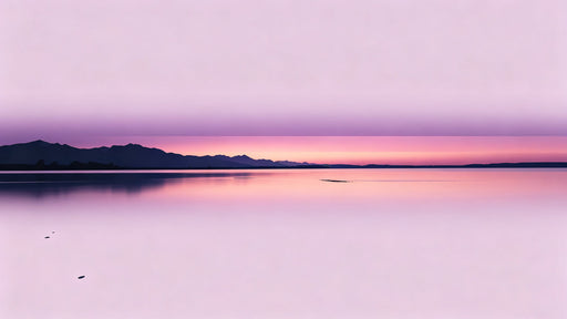 Abstract minimalist sunset wallpaper featuring a smooth gradient from pale lilac to vibrant rose with mountain silhouettes