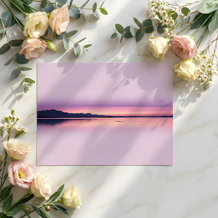 Calm landscape wallpaper in a bright home office, creating a peaceful workspace