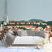 Mediterranean style mural featuring a European cityscape installed in a bright home office.