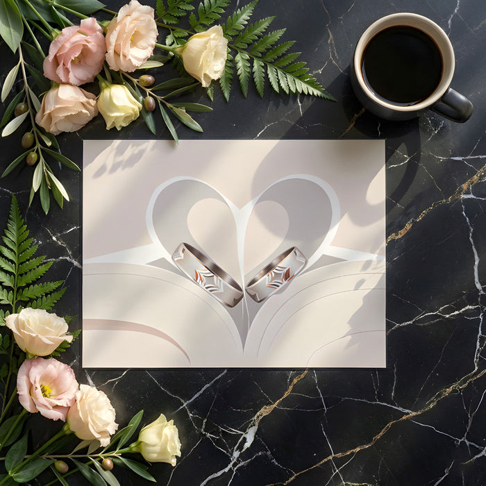 Soft beige heart pattern wallpaper featured on an accent wall in a luxury walk-in closet