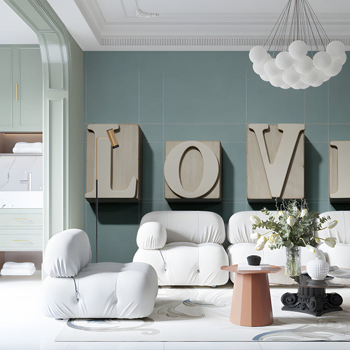 Stylish entryway wall decorated with modern typography wallpaper