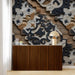 Bedroom with stone carving texture wallpaper to create a scholarly mood