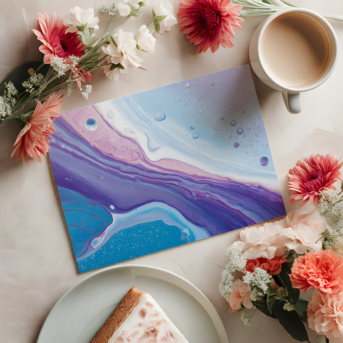 Creative home office wall with abstract fluid paint design mural