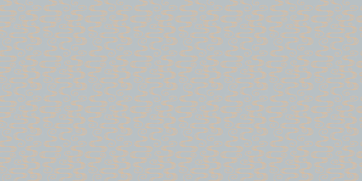 Minimalist wallpaper pattern featuring thin, sand-colored wavy lines on a soft gray background.