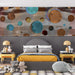 Kid's Bedroom wall decorated with an abstract painterly sphere wallpaper design