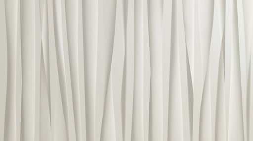 Abstract vertical paper folds in soft off-white and cream tones creating a minimalist layered architectural look